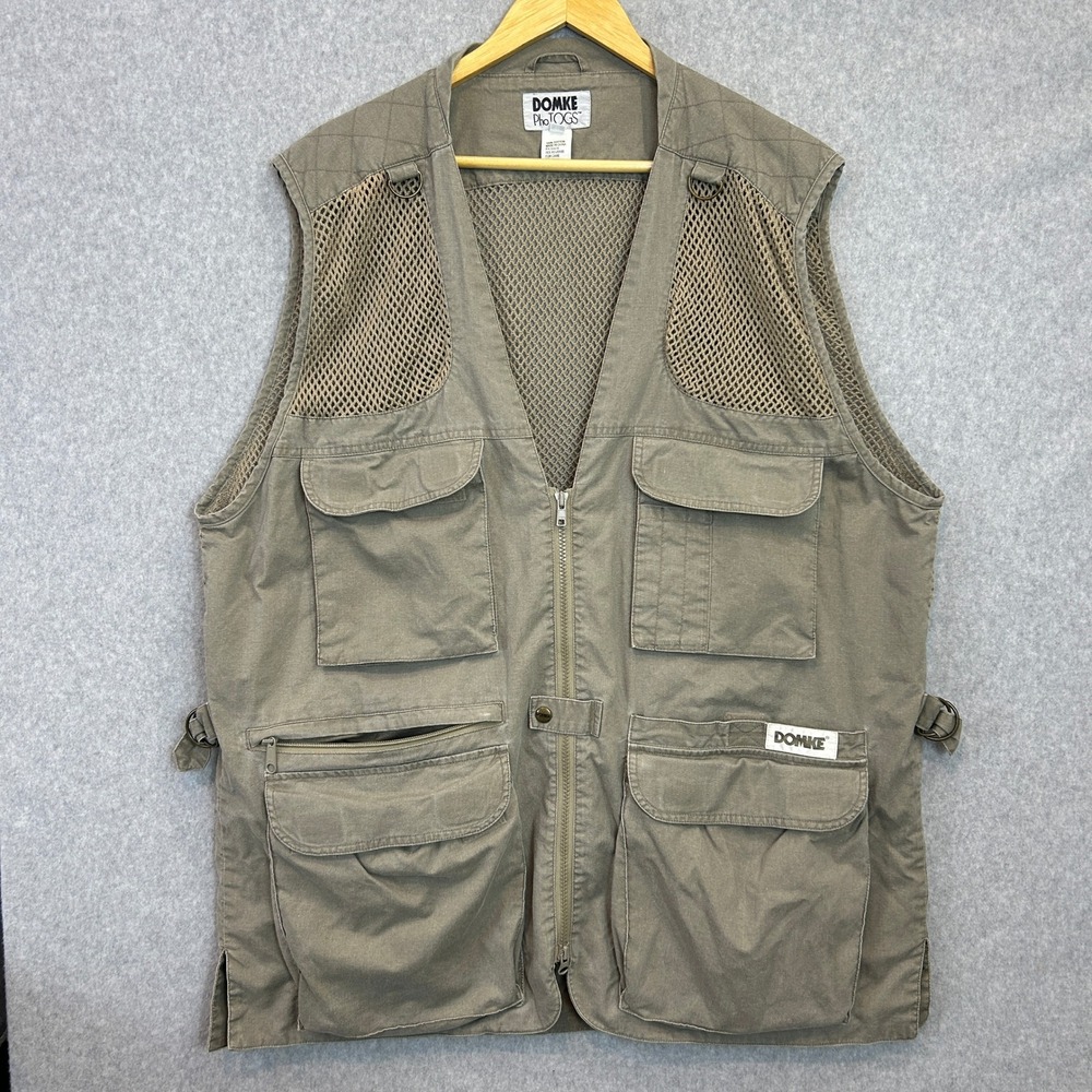 Domke PhoTOGS Photography Utility Vest Olive Green Mesh Multi-Pocket Mens XL